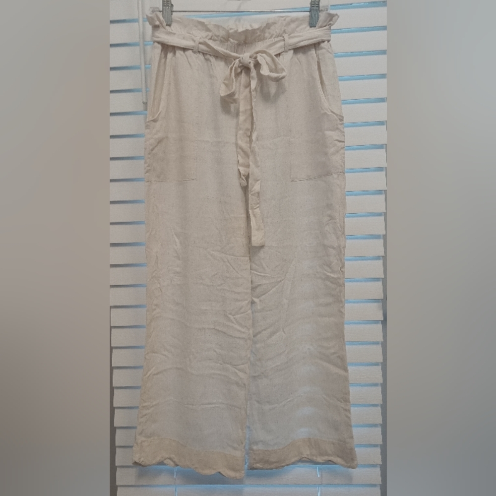 Ladies Paper bag Waist Wide Leg Pant